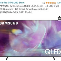 SAMSUNG 32-Inch Class QLED Q60A Series - 4K UHD Dual LED Quantum HDR Smart TV with Alexa Built-in (QN32Q60AAFXZA, 2021 Model)