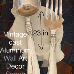 Vintage Cast Aluminum 23in Spoon And Fork Kitchen Decal