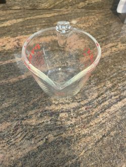 Vintage Pyrex 1 Cup/250 ml Clear Glass Measuring Cup-Red Lettering-Open  Handle