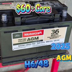 AGM Car Battery Group Size 48/H6