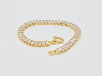 Bracelet Gold Plated Baguette Cubic Zirconia