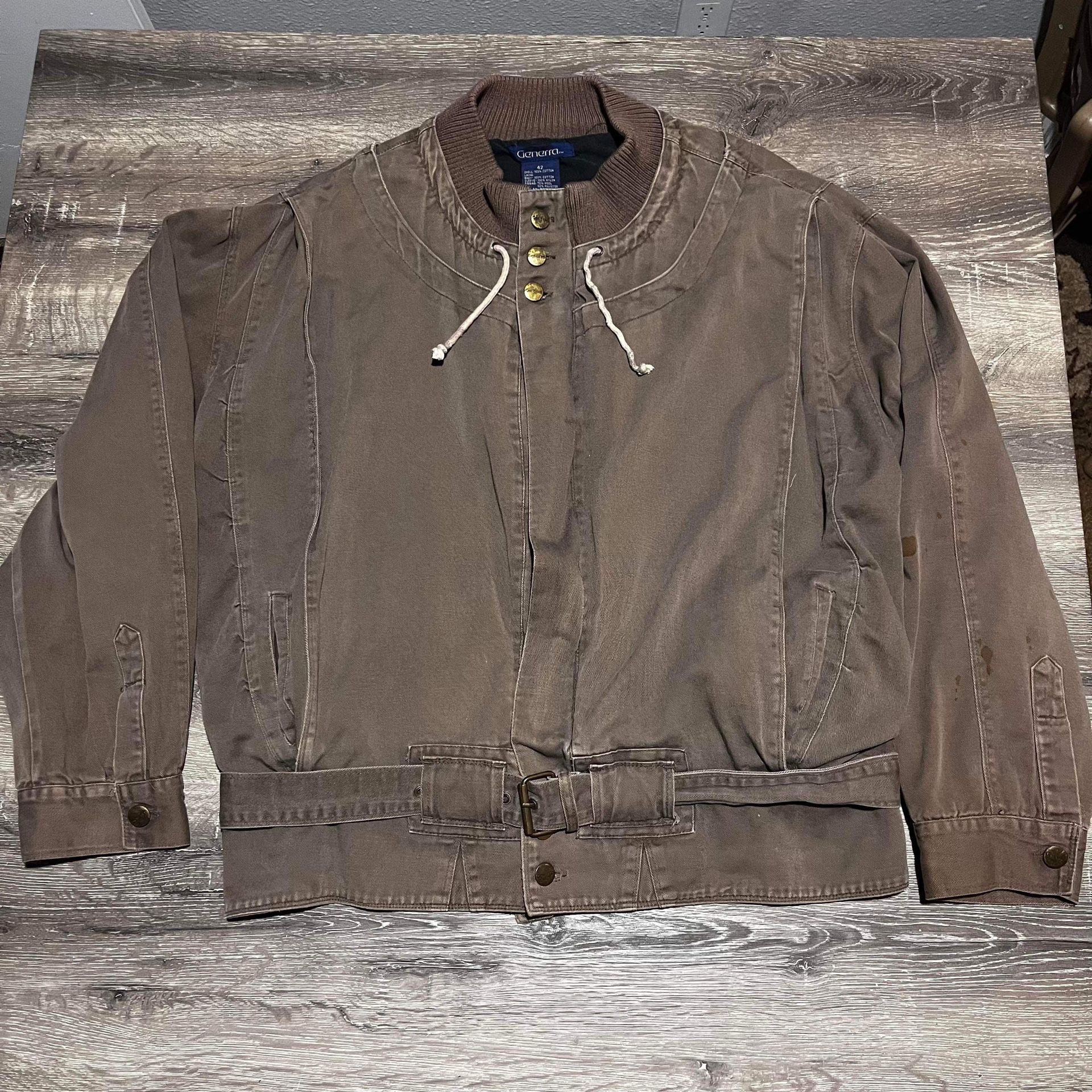 Vintage 1980s Generra Brown Cotton Blend Adult Jacket Size 42 Mens