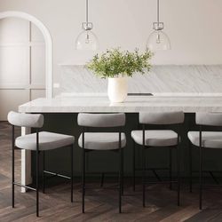 Nathan James Dahlia Counter Barstool Chair Light Grey/Black, Set of 4