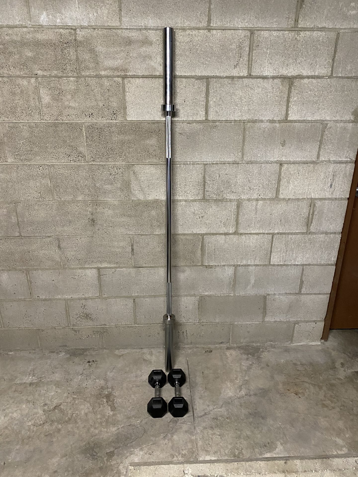 6 foot 35 lbs Barbell + 10 lbs Rubber Hex Dumbbells
