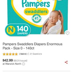 New Sealed Box Pampers Swaddler Newborn 140 Count