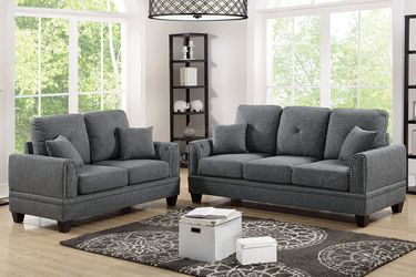 Brand new ash black blended cotton 79" sofa + 59" loveseat