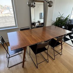 * SET* West Elm Mid-Century expandable dining table + West Elm Metal chairs + sold as a SET