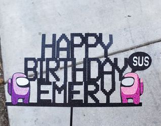 "Among us" Happy Birthday Cake topper