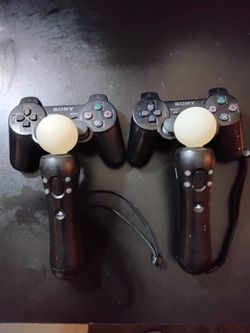 PLAYSTATION MOVE & PLAYSTATION 3 CONTROLLERS IN GREAT CONDITION (USED ONLY $40 FOR ALL FOUR)