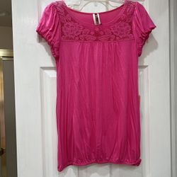 NEW Pink Lace Bubble Sleeve Blouse