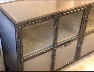 WestElm Antique Finish Iron Media Cabinet For Sale Barely Used Been Sitting In Storage