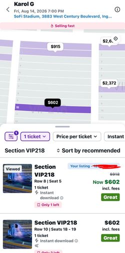 One Karol G ticket
