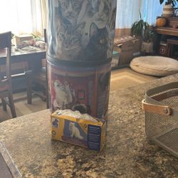 2 Iams Cat Food  Storage Tins & Liter Box Liners