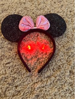 Disney Minnie Mouse Sequin Ears Headband with Light-Up Mickey Rings