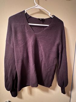 Black Ribbed V-Neck Sweater