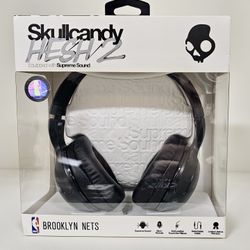 Brand New in Box - Skullcandy Hesh 2.0 Corded Mic Headphones - NBA Brooklyn Nets Black