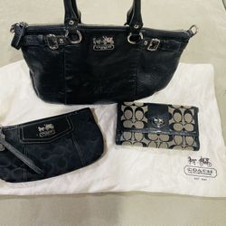 Coach Real Leather Purse, Wallet, And Clutch Combo!