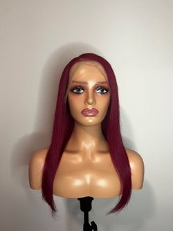 13x4 burgundy human hair wig 24in