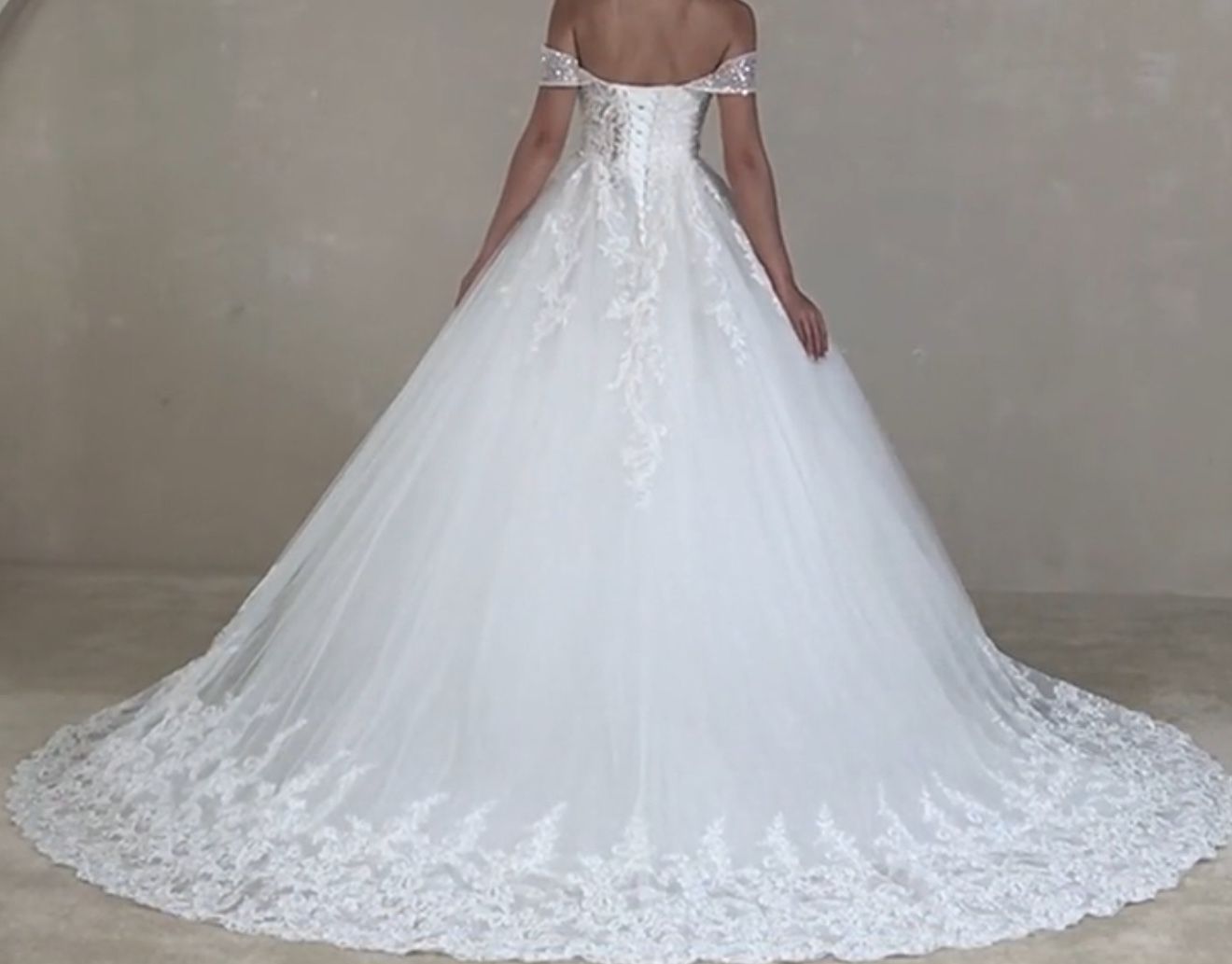 New A-Line Wedding Dress + Cathedral Veil + Petticoat Skirt - Size 8 Adjustable