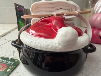 Christmas Santa Hat Ceramic Brie Baker