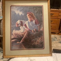 Print Of Girl With Dog In Frame