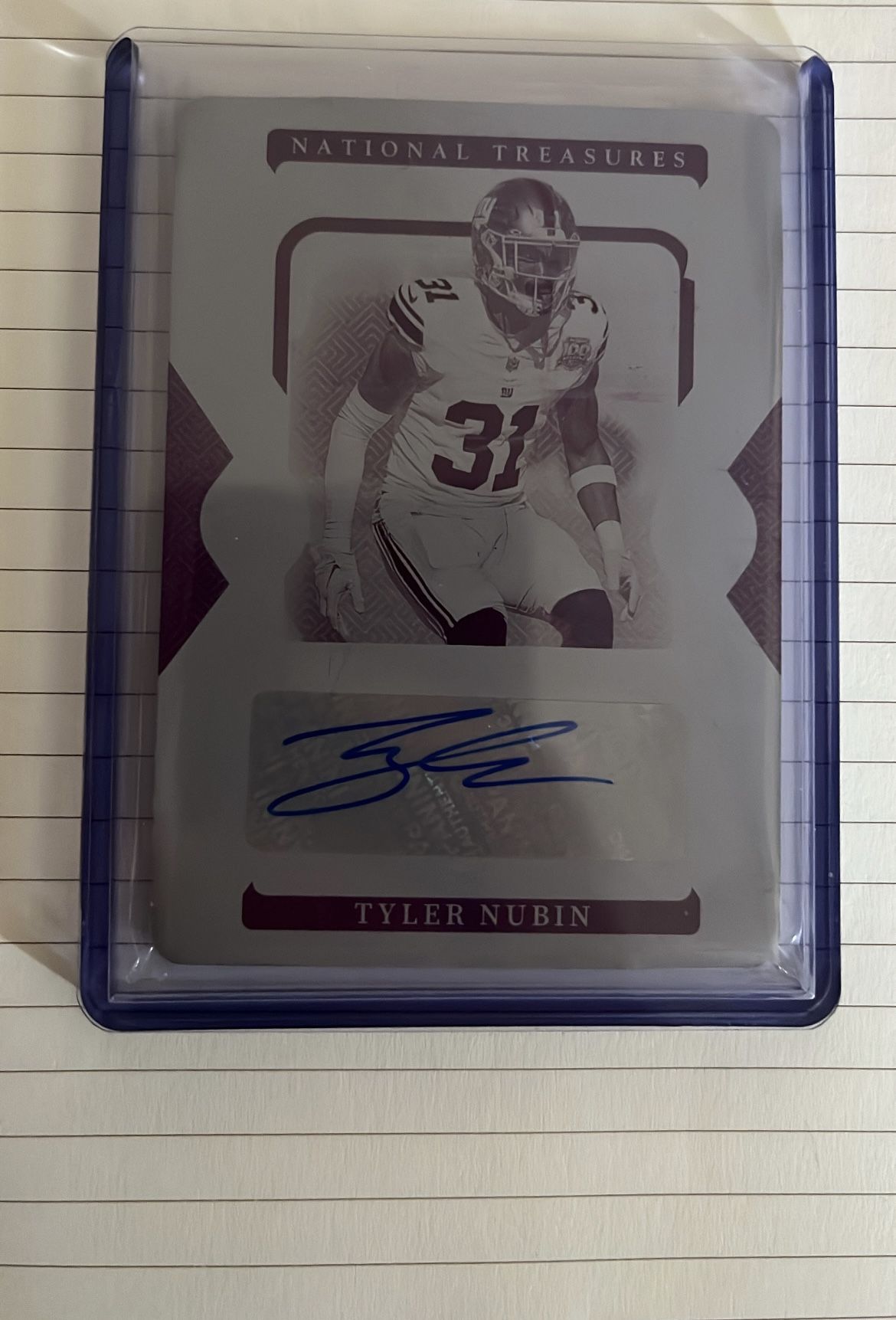 National Treasures Printing Plate Rookie Auto Tyler Nubin 1 Of 1 New York Giants 1/1