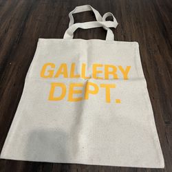 Gallery Dept Vintage Logo Tote Bag 15x15.5 Canvas Tan Yellow Black