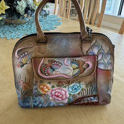 Dramatic Price Drop For One Of A Kind Hand-painted Top Quality Leather Pocketbook By Anika