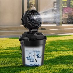 New In Box 30000mAh Portable Rechargeable Wireless Mist Fan Up To 8 Hours Working Time Clamps To Bucket 