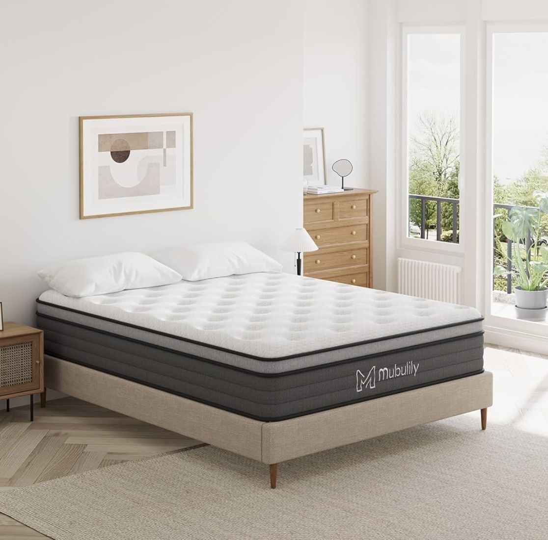 Queen Mattress,12 Inch Memory Foam Mattress Queen Size,Queen Size Mattresses Made of Foam and Individual Pocketed Springs,Strong Edge Support,Decompre