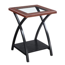 New In Box Metal Frame With Glass Top End Table