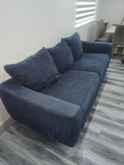 Navy Blue Fabric 3-Seater Sofa