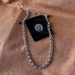 Chrome Hearts Cross Engraved Hoop Chain Necklace in Sterling Silver