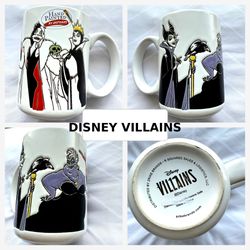 Disney Villains Hand Painted Mug – Maleficent Evil Queen Ursula Cruella – New