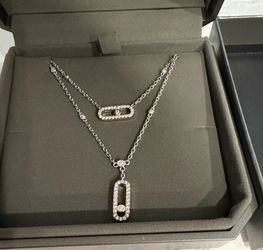 Sterling silver Au750 over double layered necklace