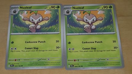 Lot Of 2 Pokemon TCG SV05: Temporal Forces Nuzleaf 004/162