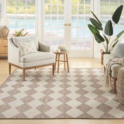 Positano Beige 9' x 12' Area Rug [NEW] - Easy Clean, Non Shedding, Bed Room, Living Room, Dining Room, Kitchen (9' x 12')