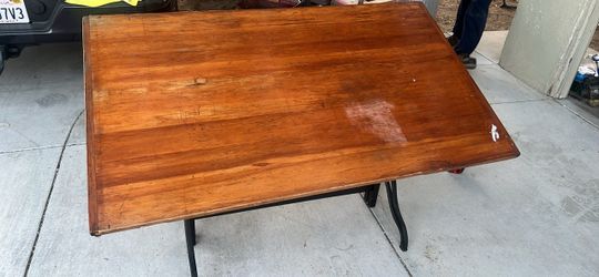 Wood Top Drafting Table with Metal Base