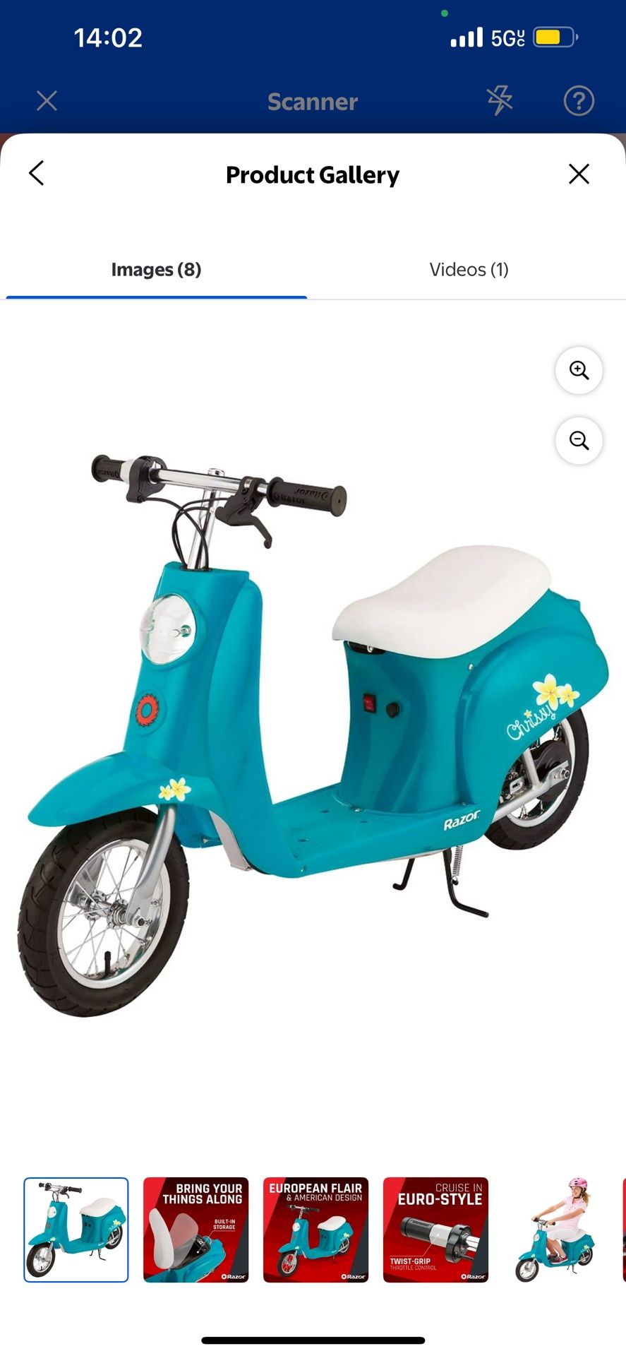Razor Pocket Mod - Chrissy Turquoise, 24V Miniature Euro-Style Seated Electric Scooter, up to 15 mph