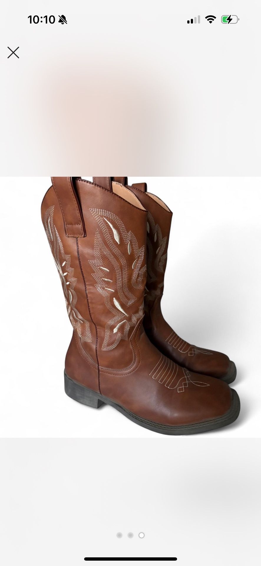 Western Faux Leather Womens Boots