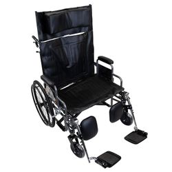 Dynarex Bari+Max Bariatric Reclining Wheelchair with Elevating Leg Rest, Extended Headrest, Foldable Frame - 24" Seat, 500 Pounds Weight Capacity,Blac