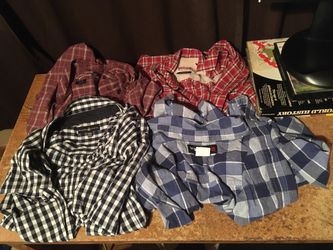 4X MENS BUTTON UP DRESS SHIRT SHORT SLEEVE 2XL XXL PLAID CHECKERED WRANGLER