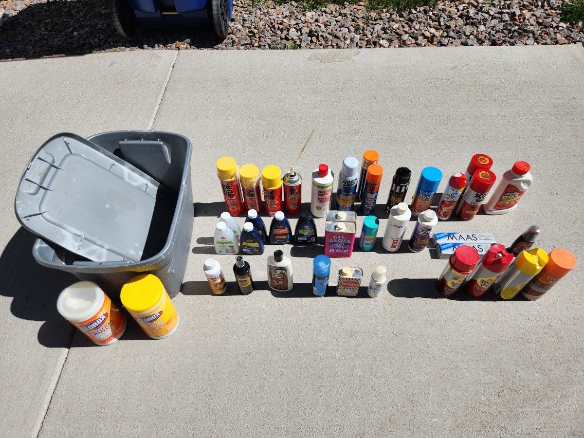 cleaning supplies
most are used
still lot of amount
container included
all for $15