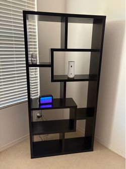 Black shelving unit
