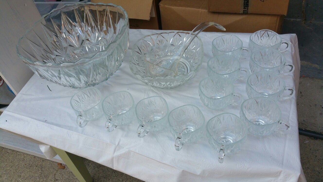 Crystal Punch Bowl Set service for 12