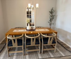 Custom Handmade Wood Modern Organic Dining Table & 6 Chairs