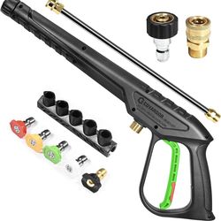 Pressure Washer Gun 3600 PSI with Extension Wand, Nozzle Holder & 5 Spray Tips, M22-14mm Fitting, Replacement for Ryobi, Karcher, Honda, Greenworks, B