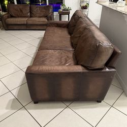 Pottery Barn Turner Sofa Set (Dyed Aniline Leather)