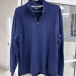  J. Crew Half-Zip Rugby Shirt Navy Large Pullover