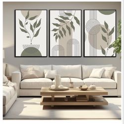 Boho Canvas Wall Art for Bedroom Large Minimalist Wall Decor with Frame
